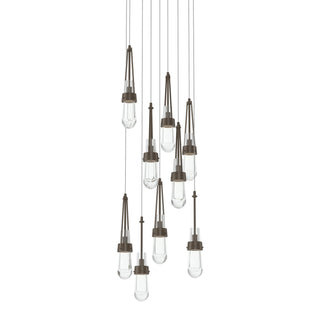 Hubbardton Forge - 131108-SKT-LONG-05-ZM0434 - Link 9-Light Clear Glass Pendant - Link - Bronze
