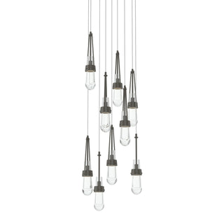 Hubbardton Forge - 131108-SKT-LONG-07-ZM0434 - Link 9-Light Clear Glass Pendant - Link - Dark Smoke