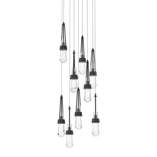 Hubbardton Forge - 131108-SKT-LONG-10-ZM0434 - Link 9-Light Clear Glass Pendant - Link - Black