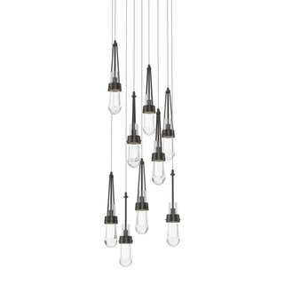 Hubbardton Forge - 131108-SKT-LONG-14-ZM0434 - Link 9-Light Clear Glass Pendant - Link - Oil Rubbed Bronze