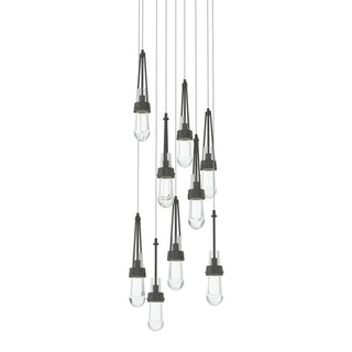 Hubbardton Forge - 131108-SKT-LONG-20-ZM0434 - Link 9-Light Clear Glass Pendant - Link - Natural Iron