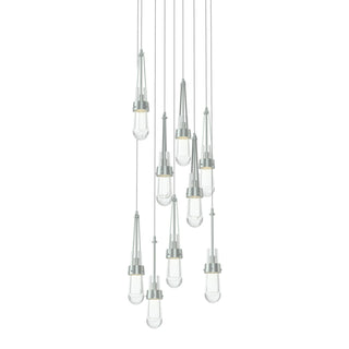 Hubbardton Forge - 131108-SKT-LONG-82-ZM0434 - Link 9-Light Clear Glass Pendant - Link - Vintage Platinum