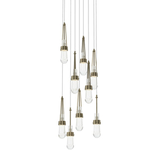 Hubbardton Forge - 131108-SKT-LONG-84-ZM0434 - Link 9-Light Clear Glass Pendant - Link - Soft Gold