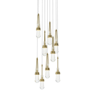 Hubbardton Forge - 131108-SKT-LONG-86-ZM0434 - Link 9-Light Clear Glass Pendant - Link - Modern Brass