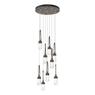 Hubbardton Forge - 131108-SKT-STND-05-ZM0434 - Link 9-Light Clear Glass Pendant - Link - Bronze