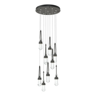 Hubbardton Forge - 131108-SKT-STND-20-ZM0434 - Link 9-Light Clear Glass Pendant - Link - Natural Iron