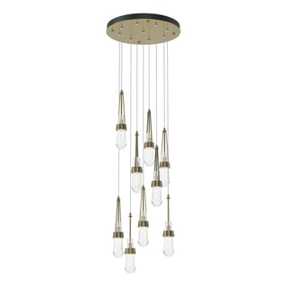 Hubbardton Forge - 131108-SKT-STND-84-ZM0434 - Link 9-Light Clear Glass Pendant - Link - Soft Gold