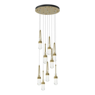 Hubbardton Forge - 131108-SKT-STND-86-ZM0434 - Link 9-Light Clear Glass Pendant - Link - Modern Brass