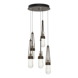 Hubbardton Forge - 131120-SKT-STND-05-YG0434 - Link 5-Light Blown Glass Pendant - Link - Bronze