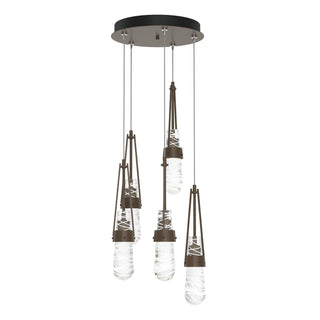 Hubbardton Forge - 131120-SKT-STND-05-YJ0434 - Link 5-Light Blown Glass Pendant - Link - Bronze
