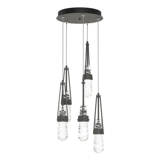 Hubbardton Forge - 131120-SKT-STND-20-YJ0434 - Link 5-Light Blown Glass Pendant - Link - Natural Iron