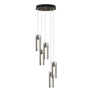 Hubbardton Forge - 131124-SKT-STND-05-ZM0065 - Exos Glass 5-Light Pendant - Exos Glass - Bronze