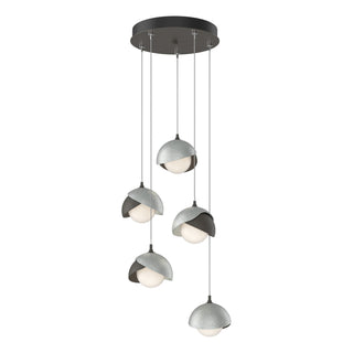 Hubbardton Forge - 131125-SKT-STND-07-82-GG0711 - Brooklyn 5-Light Double Shade Pendant - Brooklyn - Dark Smoke
