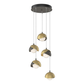 Hubbardton Forge - 131125-SKT-STND-07-86-GG0711 - Brooklyn 5-Light Double Shade Pendant - Brooklyn - Dark Smoke