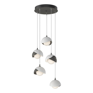 Hubbardton Forge - 131125-SKT-STND-20-02-GG0711 - Brooklyn 5-Light Double Shade Pendant - Brooklyn - Natural Iron