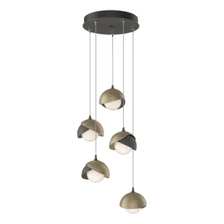 Hubbardton Forge - 131125-SKT-STND-20-84-GG0711 - Brooklyn 5-Light Double Shade Pendant - Brooklyn - Natural Iron