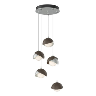Hubbardton Forge - 131125-SKT-STND-82-05-GG0711 - Brooklyn 5-Light Double Shade Pendant - Brooklyn - Vintage Platinum