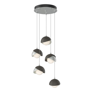 Hubbardton Forge - 131125-SKT-STND-82-07-GG0711 - Brooklyn 5-Light Double Shade Pendant - Brooklyn - Vintage Platinum