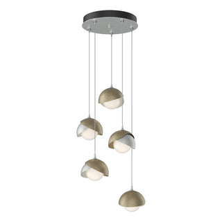 Hubbardton Forge - 131125-SKT-STND-82-84-GG0711 - Brooklyn 5-Light Double Shade Pendant - Brooklyn - Vintage Platinum