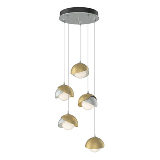 Hubbardton Forge - 131125-SKT-STND-82-86-GG0711 - Brooklyn 5-Light Double Shade Pendant - Brooklyn - Vintage Platinum