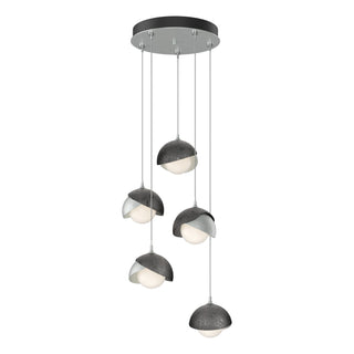 Hubbardton Forge - 131125-SKT-STND-82-89-GG0711 - Brooklyn 5-Light Double Shade Pendant - Brooklyn - Vintage Platinum