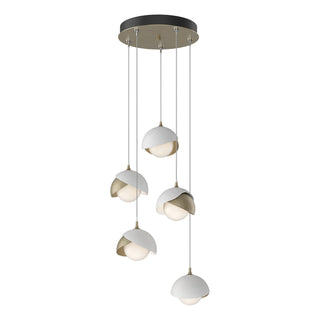 Hubbardton Forge - 131125-SKT-STND-84-02-GG0711 - Brooklyn 5-Light Double Shade Pendant - Brooklyn - Soft Gold