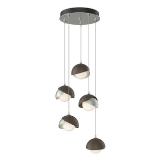 Hubbardton Forge - 131125-SKT-STND-85-05-GG0711 - Brooklyn 5-Light Double Shade Pendant - Brooklyn - Sterling