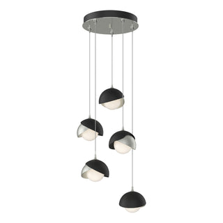 Hubbardton Forge - 131125-SKT-STND-85-10-GG0711 - Brooklyn 5-Light Double Shade Pendant - Brooklyn - Sterling