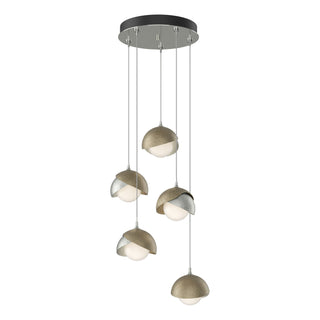 Hubbardton Forge - 131125-SKT-STND-85-84-GG0711 - Brooklyn 5-Light Double Shade Pendant - Brooklyn - Sterling