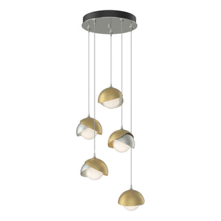 Hubbardton Forge - 131125-SKT-STND-85-86-GG0711 - Brooklyn 5-Light Double Shade Pendant - Brooklyn - Sterling