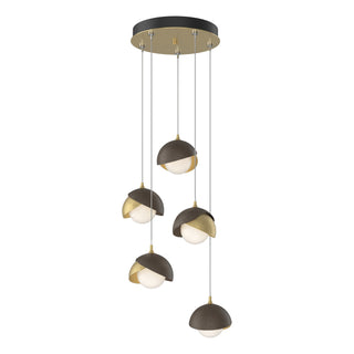 Hubbardton Forge - 131125-SKT-STND-86-05-GG0711 - Brooklyn 5-Light Double Shade Pendant - Brooklyn - Modern Brass