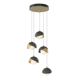 Hubbardton Forge - 131125-SKT-STND-86-07-GG0711 - Brooklyn 5-Light Double Shade Pendant - Brooklyn - Modern Brass