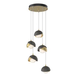 Hubbardton Forge - 131125-SKT-STND-86-20-GG0711 - Brooklyn 5-Light Double Shade Pendant - Brooklyn - Modern Brass