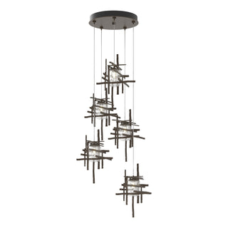 Hubbardton Forge - 131126-SKT-STND-05-II0728 - Tura 5-Light Seeded Glass Pendant - Tura - Bronze