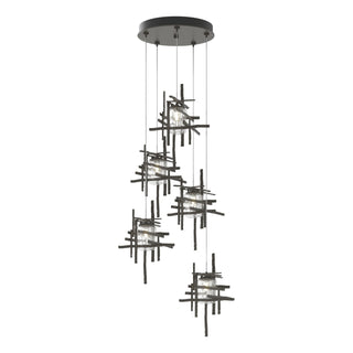 Hubbardton Forge - 131126-SKT-STND-07-II0728 - Tura 5-Light Seeded Glass Pendant - Tura - Dark Smoke