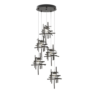 Hubbardton Forge - 131126-SKT-STND-14-II0728 - Tura 5-Light Seeded Glass Pendant - Tura - Oil Rubbed Bronze
