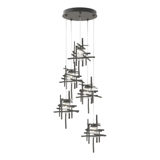 Hubbardton Forge - 131126-SKT-STND-20-II0728 - Tura 5-Light Seeded Glass Pendant - Tura - Natural Iron