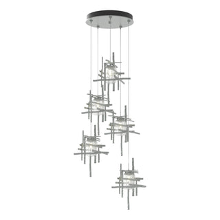 Hubbardton Forge - 131126-SKT-STND-82-II0728 - Tura 5-Light Seeded Glass Pendant - Tura - Vintage Platinum