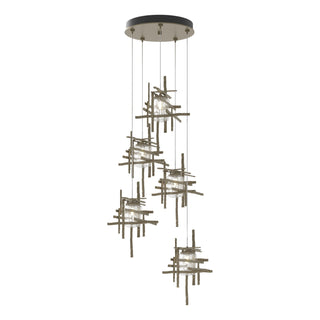 Hubbardton Forge - 131126-SKT-STND-84-II0728 - Tura 5-Light Seeded Glass Pendant - Tura - Soft Gold