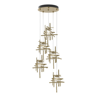 Hubbardton Forge - 131126-SKT-STND-86-II0728 - Tura 5-Light Seeded Glass Pendant - Tura - Modern Brass
