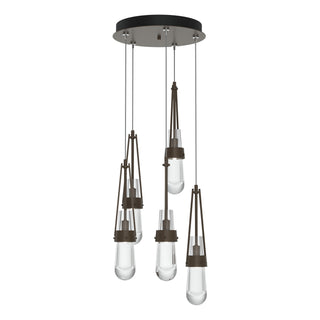 Hubbardton Forge - 131127-SKT-STND-05-ZM0434 - Link 5-Light Clear Glass Pendant - Link - Bronze