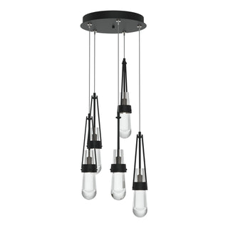 Hubbardton Forge - 131127-SKT-STND-10-ZM0434 - Link 5-Light Clear Glass Pendant - Link - Black