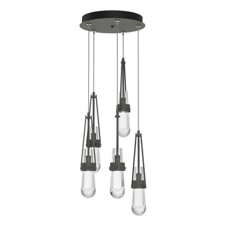 Hubbardton Forge - 131127-SKT-STND-20-ZM0434 - Link 5-Light Clear Glass Pendant - Link - Natural Iron