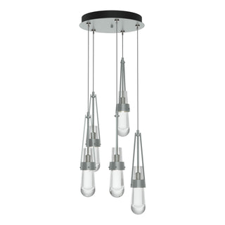 Hubbardton Forge - 131127-SKT-STND-82-ZM0434 - Link 5-Light Clear Glass Pendant - Link - Vintage Platinum