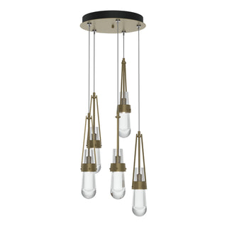 Hubbardton Forge - 131127-SKT-STND-84-ZM0434 - Link 5-Light Clear Glass Pendant - Link - Soft Gold