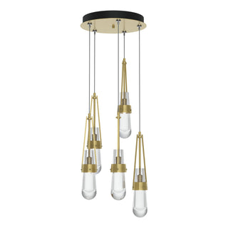 Hubbardton Forge - 131127-SKT-STND-86-ZM0434 - Link 5-Light Clear Glass Pendant - Link - Modern Brass