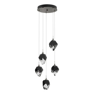 Hubbardton Forge - 131137-SKT-STND-07-BP0754 - Chrysalis 5-Light Small Crystal Pendant - Chrysalis - Dark Smoke