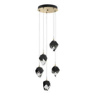 Hubbardton Forge - 131137-SKT-STND-86-BP0754 - Chrysalis 5-Light Small Crystal Pendant - Chrysalis - Modern Brass