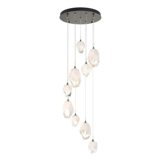 Hubbardton Forge - 131142-SKT-STND-07-WP0756 - Chrysalis 9-Light Mixed Crystal Pendant - Chrysalis - Dark Smoke