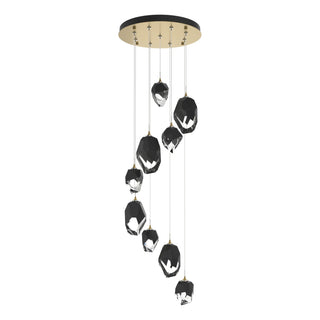 Hubbardton Forge - 131142-SKT-STND-86-BP0756 - Chrysalis 9-Light Mixed Crystal Pendant - Chrysalis - Modern Brass